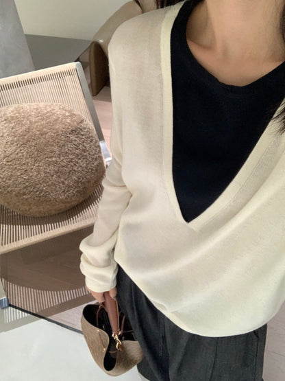 *   Layered V-Neck Knit
