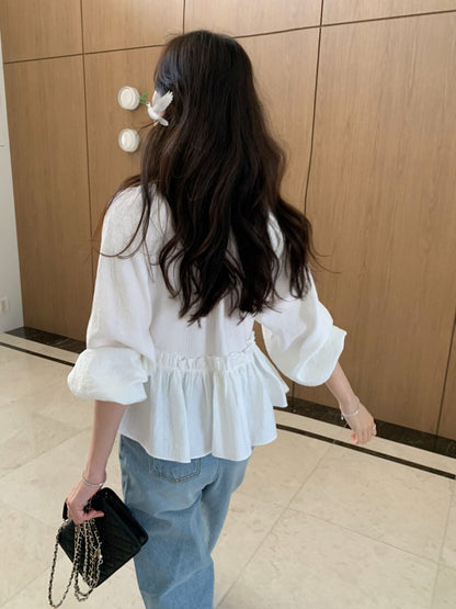 * Luna Shirring Frill Blouse