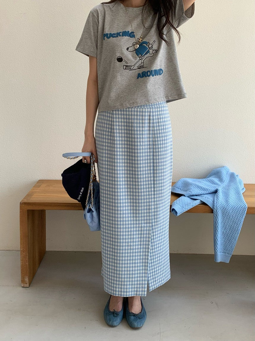 *Daily Check Long Skirt