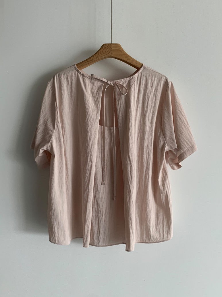 *    Back Ribbon Soft Blouse