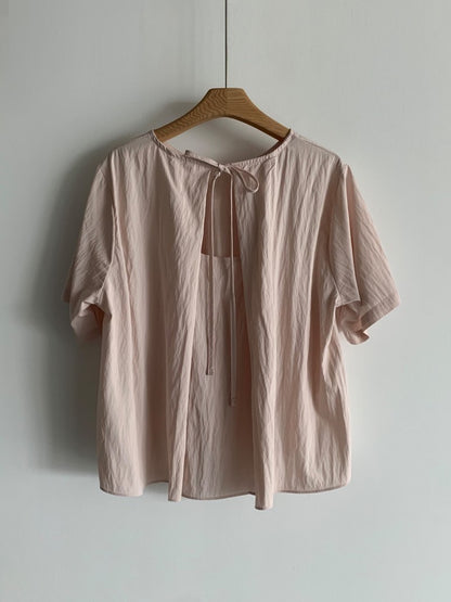 *    Back Ribbon Soft Blouse