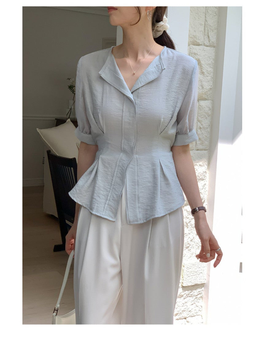 *Slim Pintuck Summer Blouse