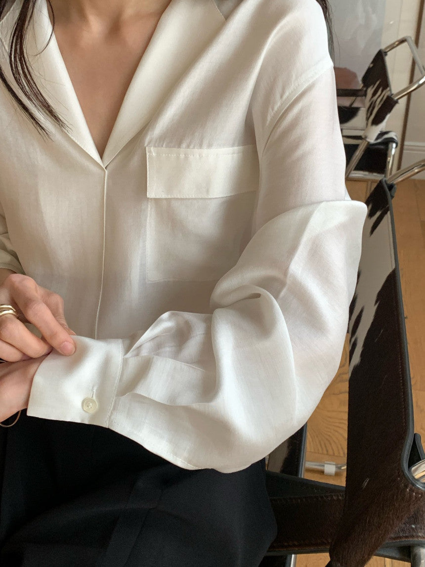 *실키 포켓 블라우스