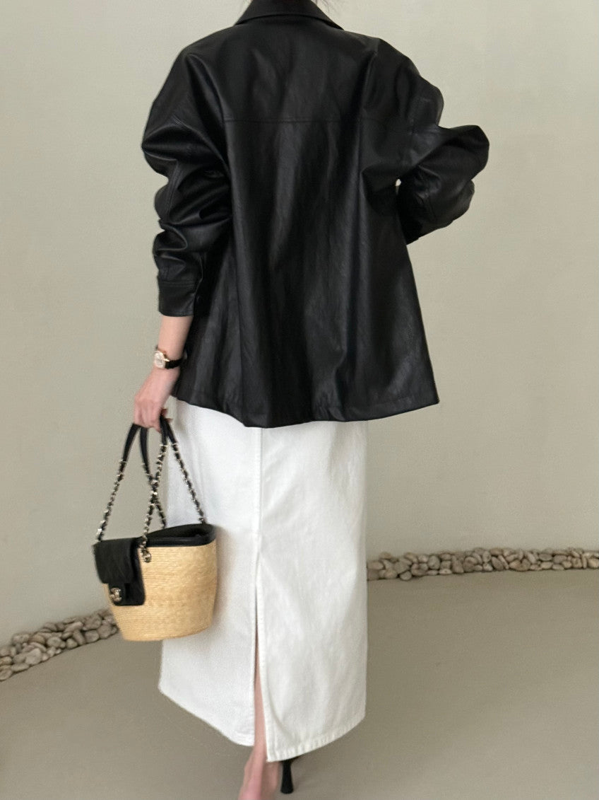 Faux Leather Half Jacket