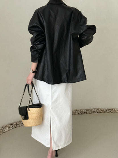 Faux Leather Half Jacket