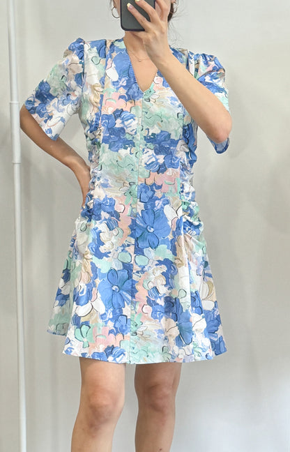Rich Flower Pattern Mini Dress - AdoreMeU