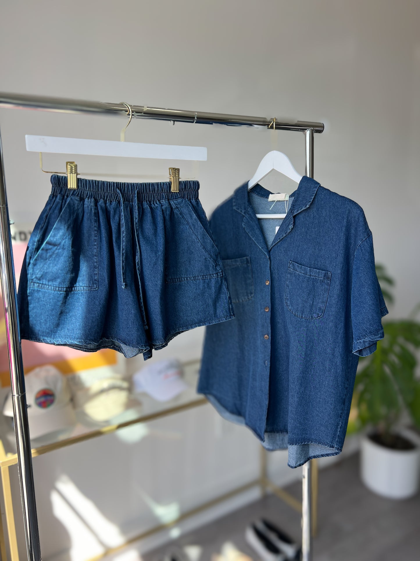 Denim Shirts and shorts Set