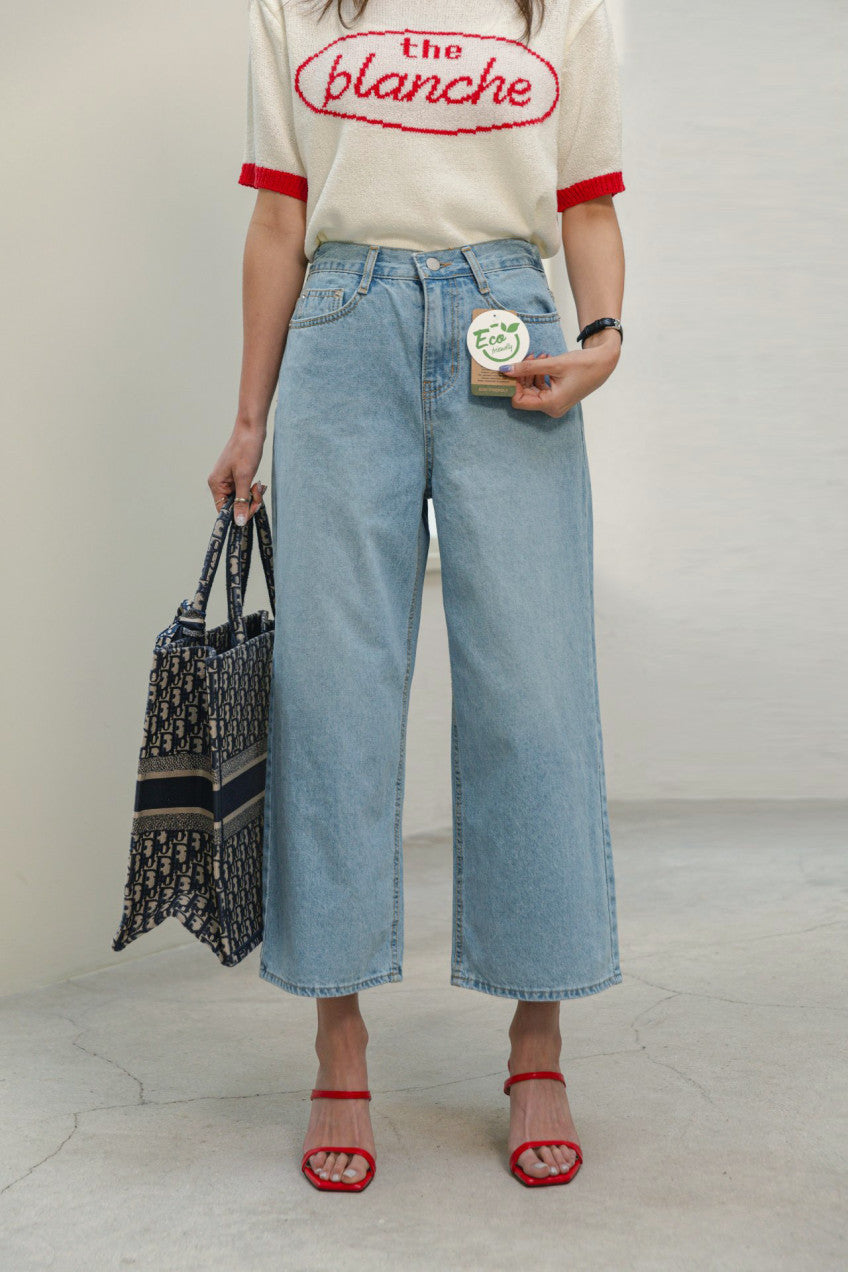 * Wide-Leg Cropped Jeans