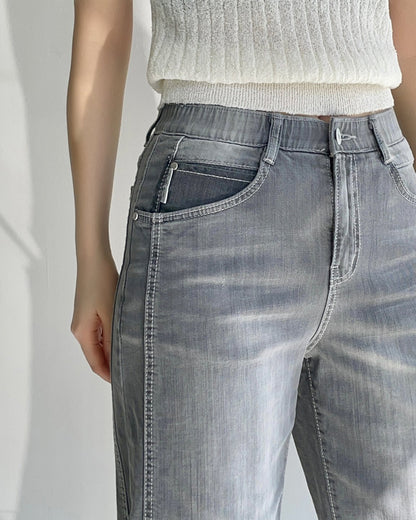 Banding Wide Denim (Gray)