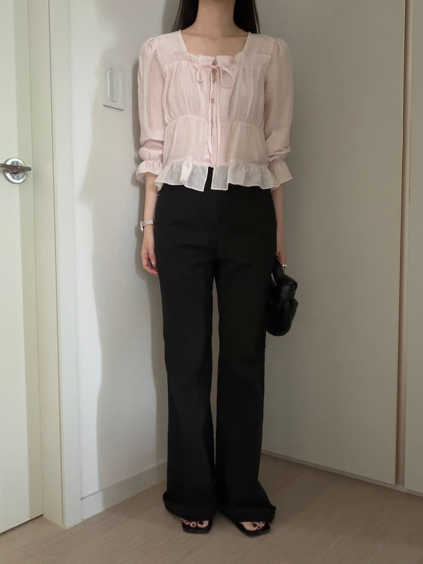 * Frill Cardigan Blouse