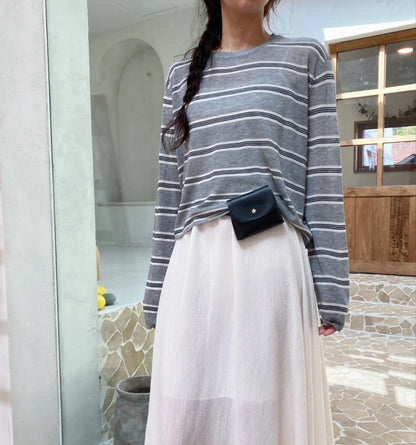 * Linen Stripe Knit Top