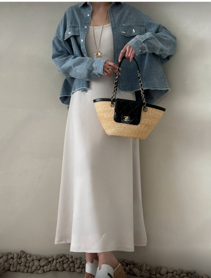 Cropped Oversized Denim Shirt