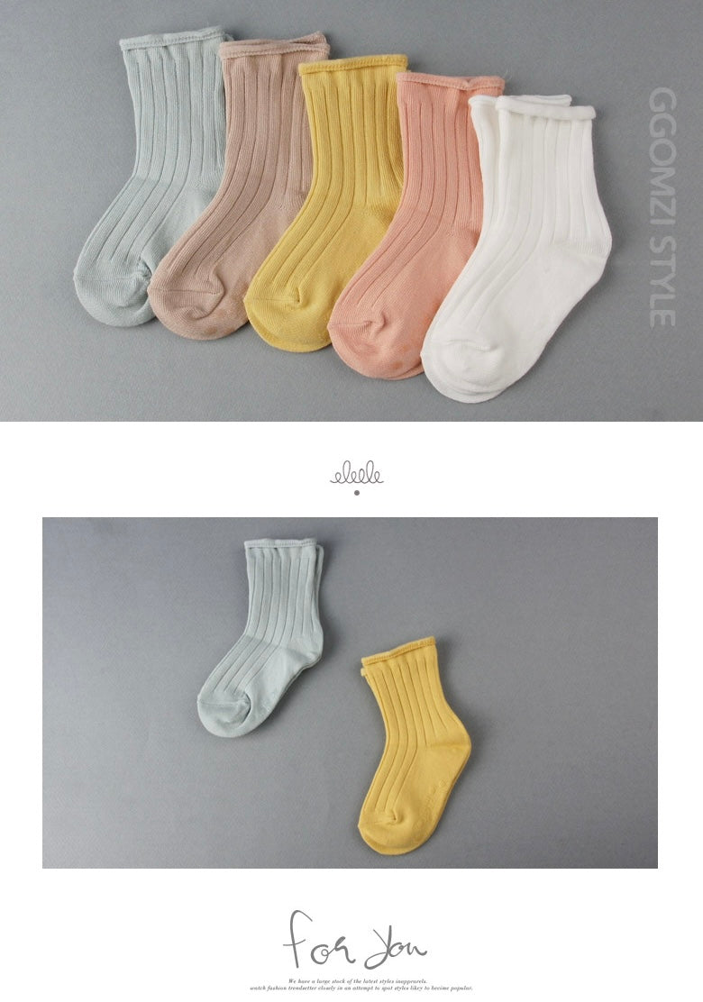 Roll Top Ribbed Socks (5pairs/set)