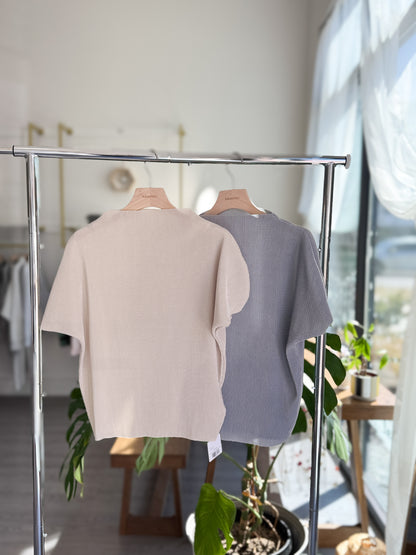 Velvet Pleats Shortsleeve