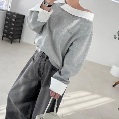 Layered Off-Shoulder Sweatshirt