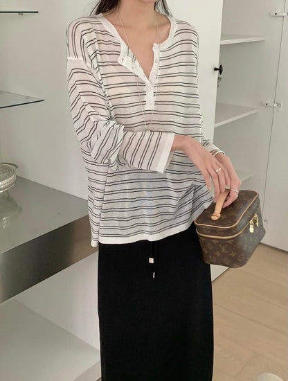 *  Breeze Stripe Summer Knit Top