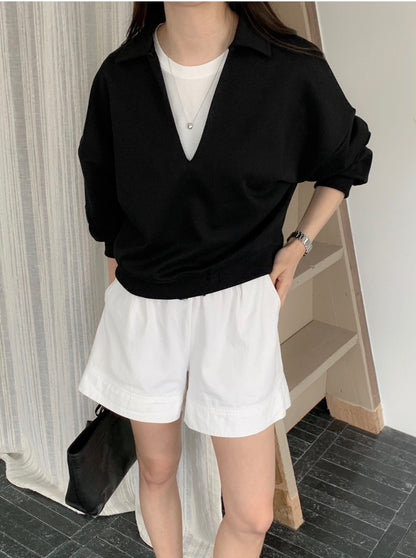 Foaming V-Neck Sweatshirt