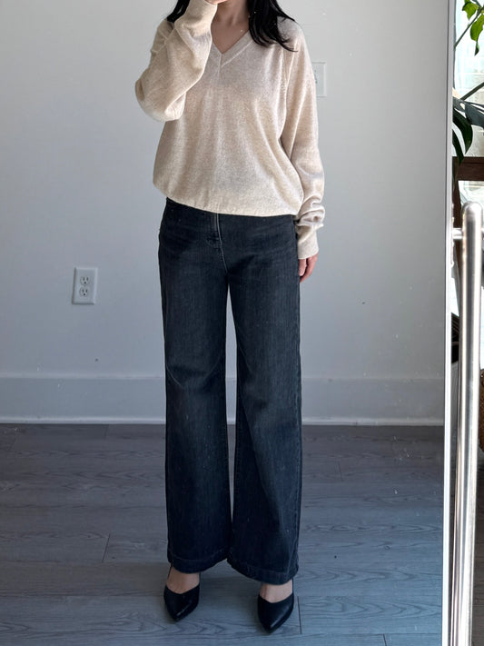 Gray Wide Straight Denim - AdoreMeU