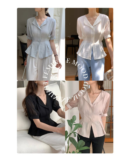 *Slim Pintuck Summer Blouse