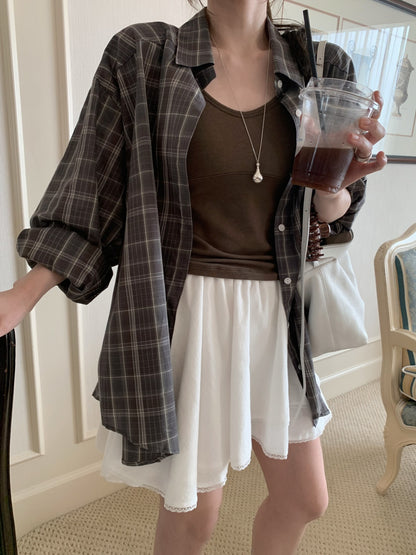 * Autumn Check Oversized Shirt