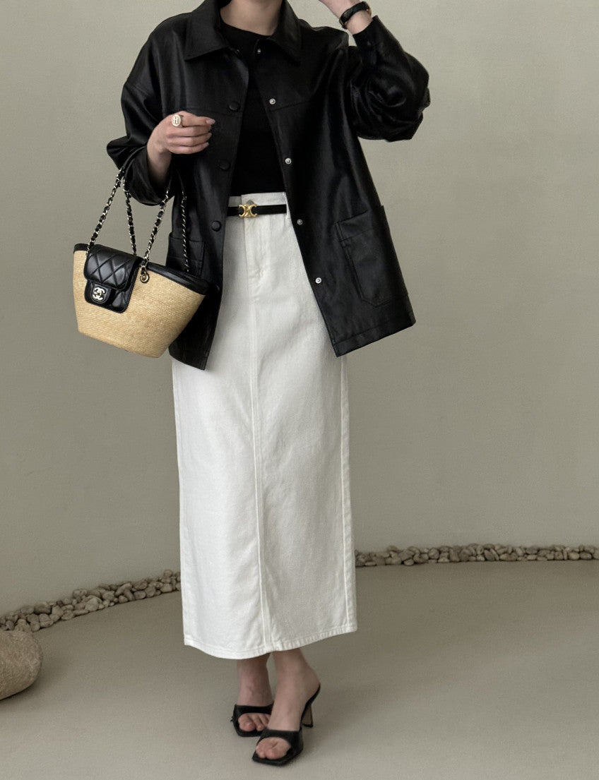 Faux Leather Half Jacket