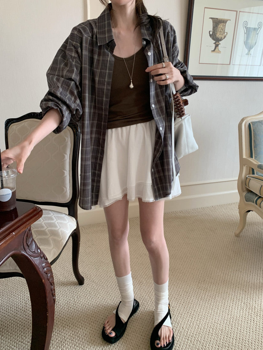 * Autumn Check Oversized Shirt