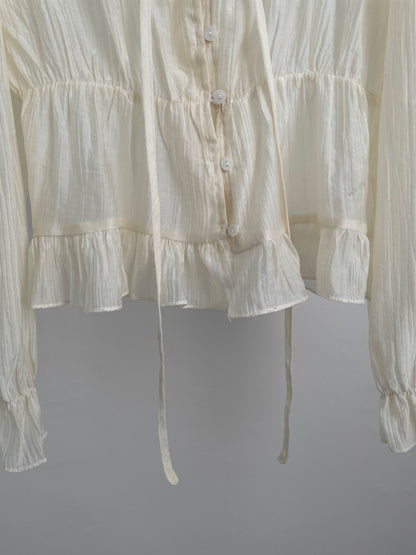 * Frill Cardigan Blouse