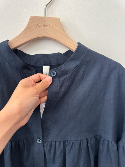 China Collar Linen Blouse - AdoreMeU