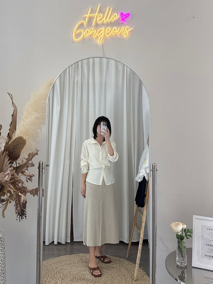 Front Slit Linen Skirt