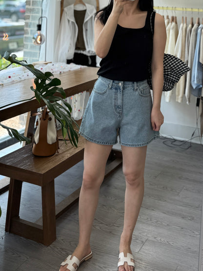 4-Inch Back Elastic Denim Shorts - AdoreMeU