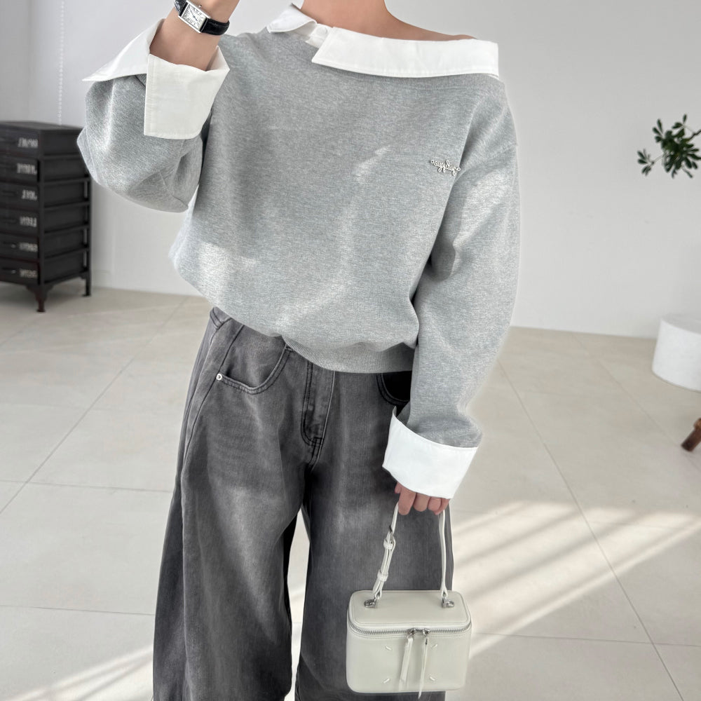 Layered Off-Shoulder Sweatshirt