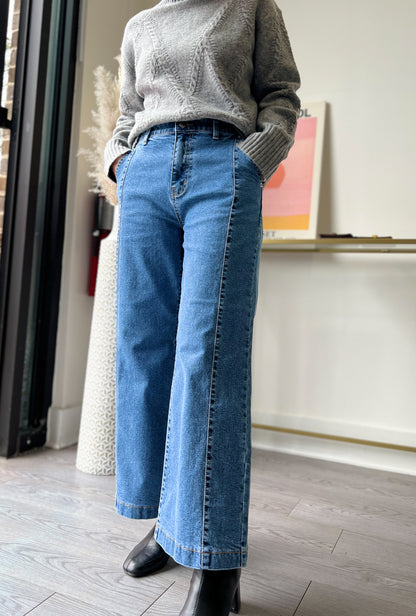 Two Line Semi Wide Banding Denim - AdoreMeU