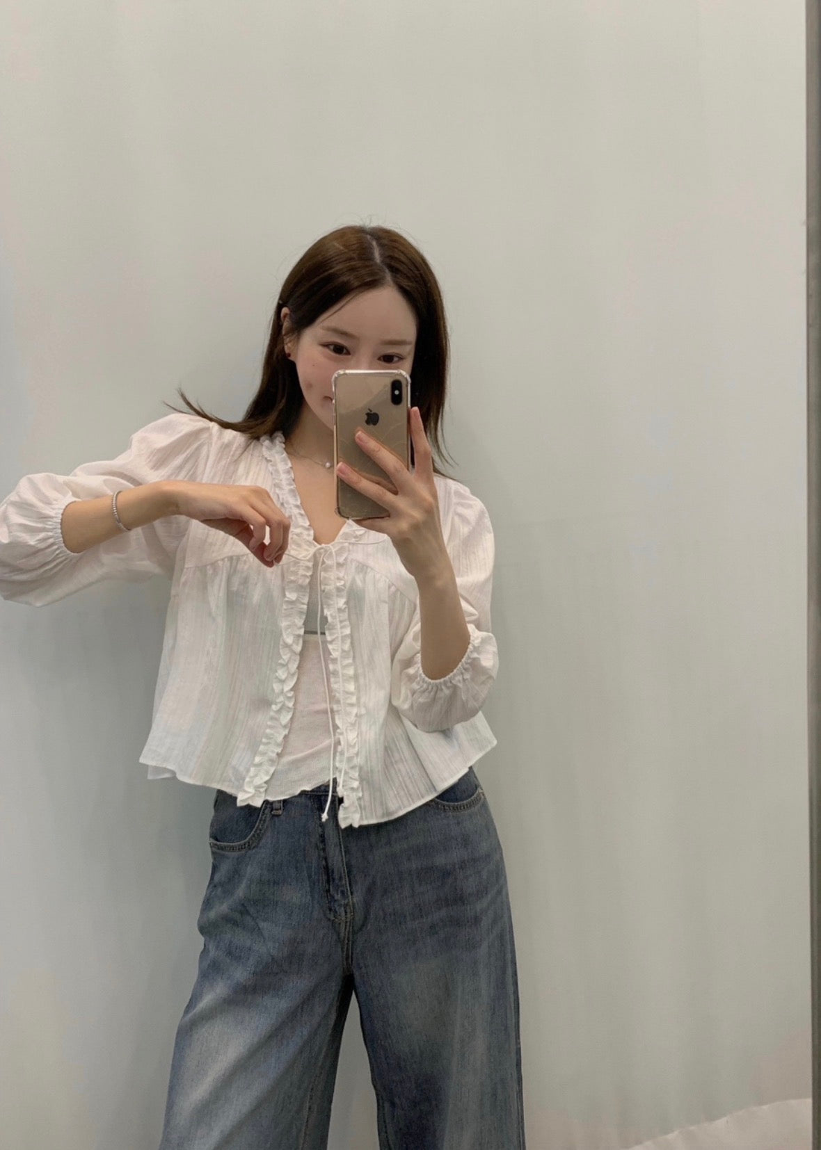 *Lovely Ruffle Cardigan Blouse