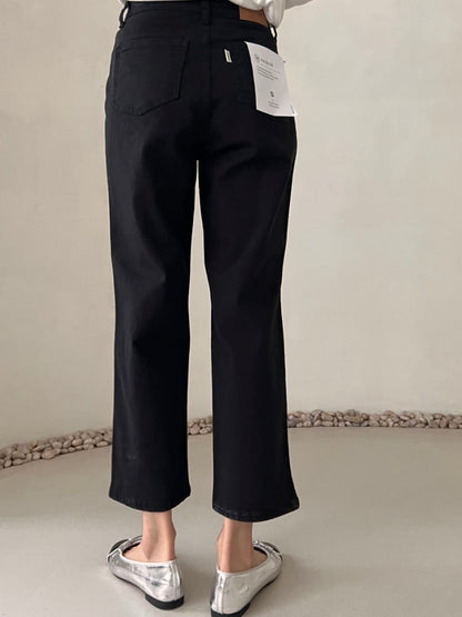 * Straight-leg cotton pants