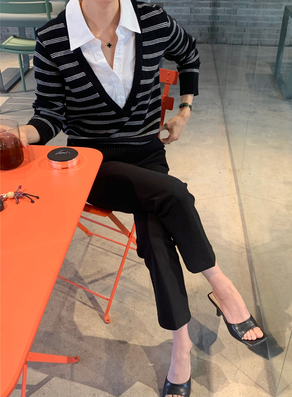 *셔츠 레이어드 니트 탑