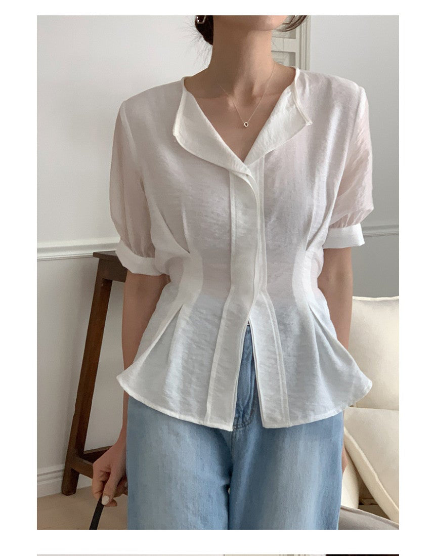 *Slim Pintuck Summer Blouse