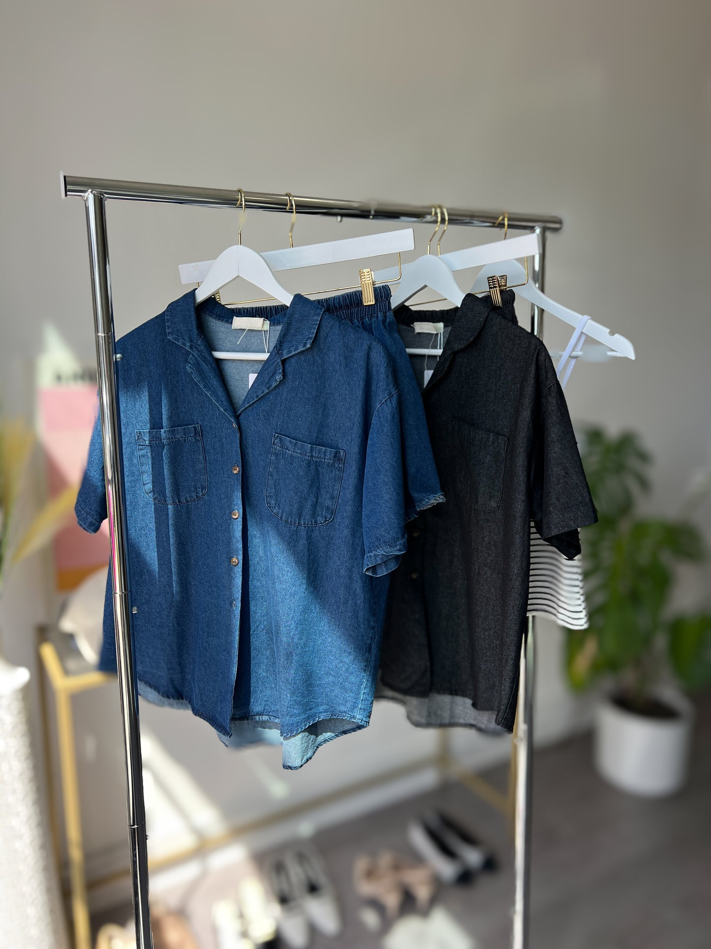 Denim Shirts and shorts Set