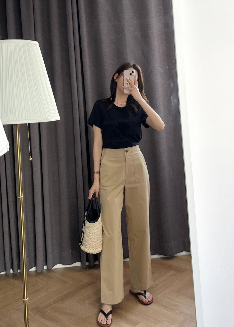 * Cotton Straight Fit Pants