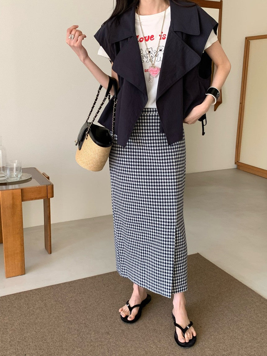 *Daily Check Long Skirt