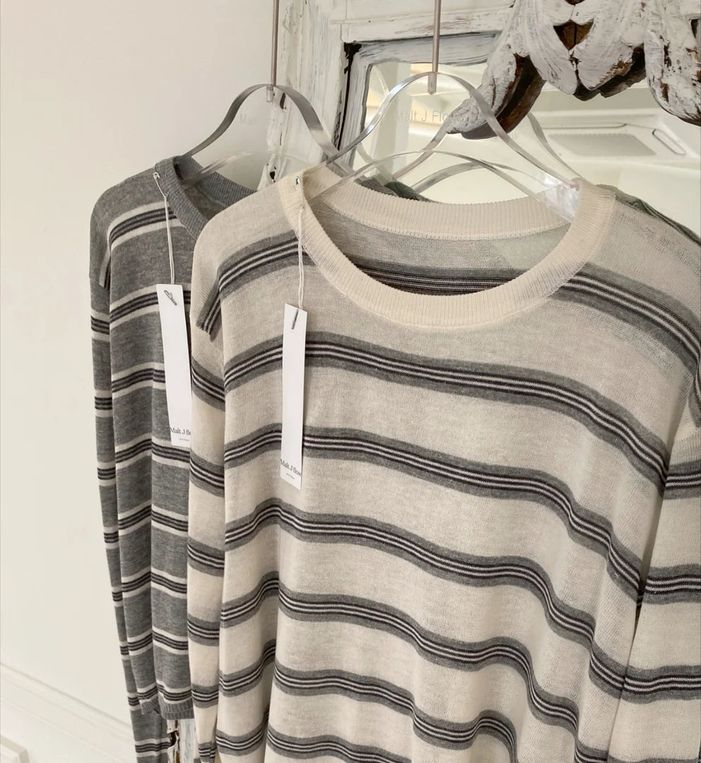* Linen Stripe Knit Top