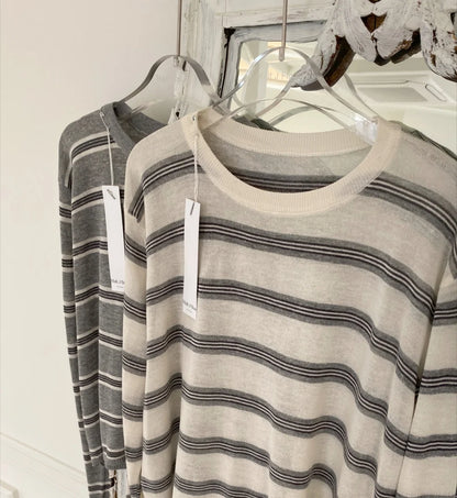 * Linen Stripe Knit Top