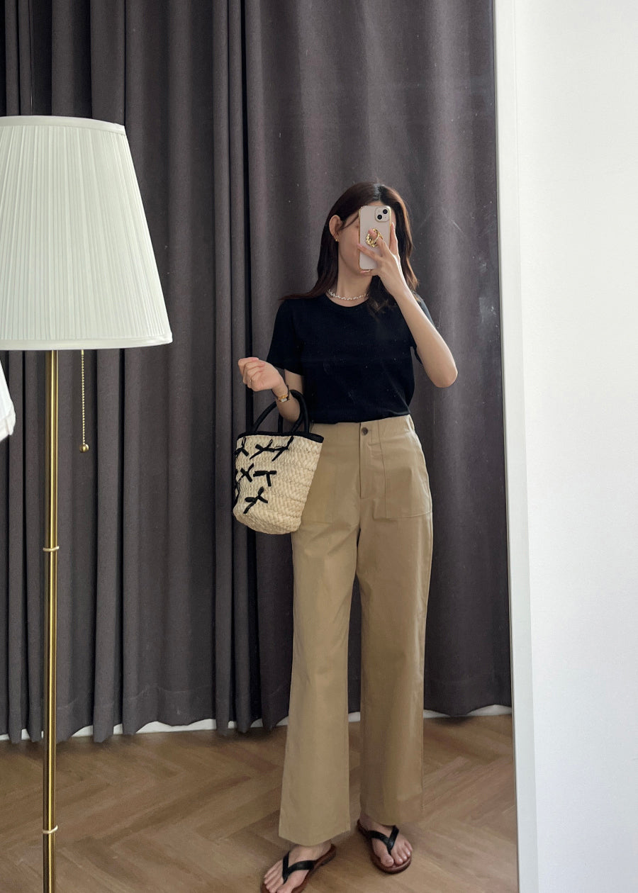 * Cotton Straight Fit Pants