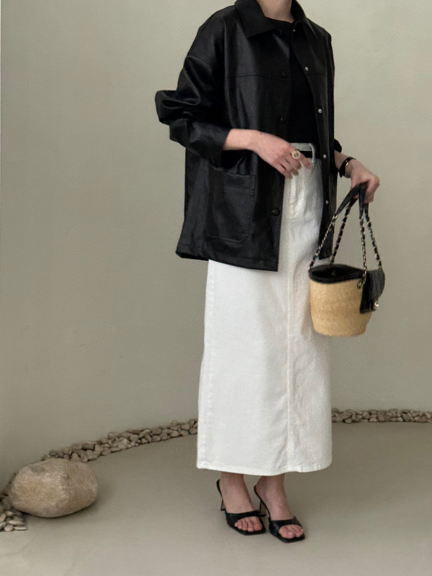 Faux Leather Half Jacket