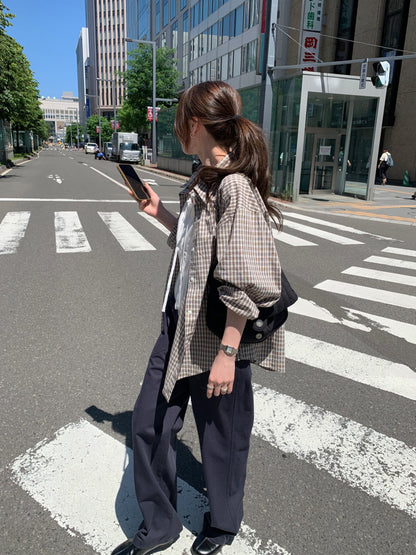 * Autumn Check Oversized Shirt