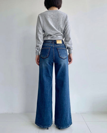 Banding Wide Flare Jeans (~9/5)