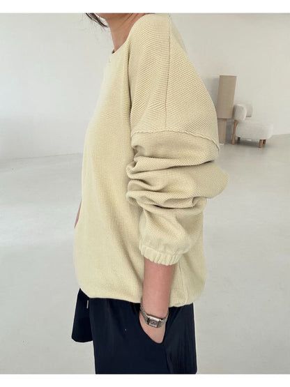 * Waffle Drawstring Sweatshirt