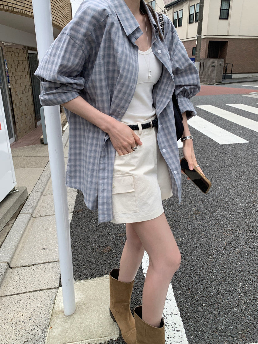 * Autumn Check Oversized Shirt