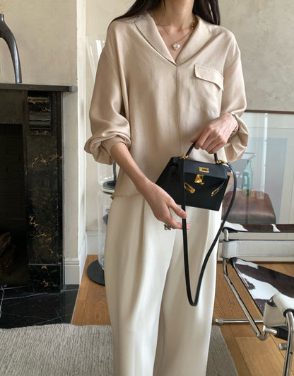 *실키 포켓 블라우스