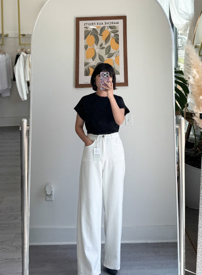 Linen Wide White Pants - AdoreMeU