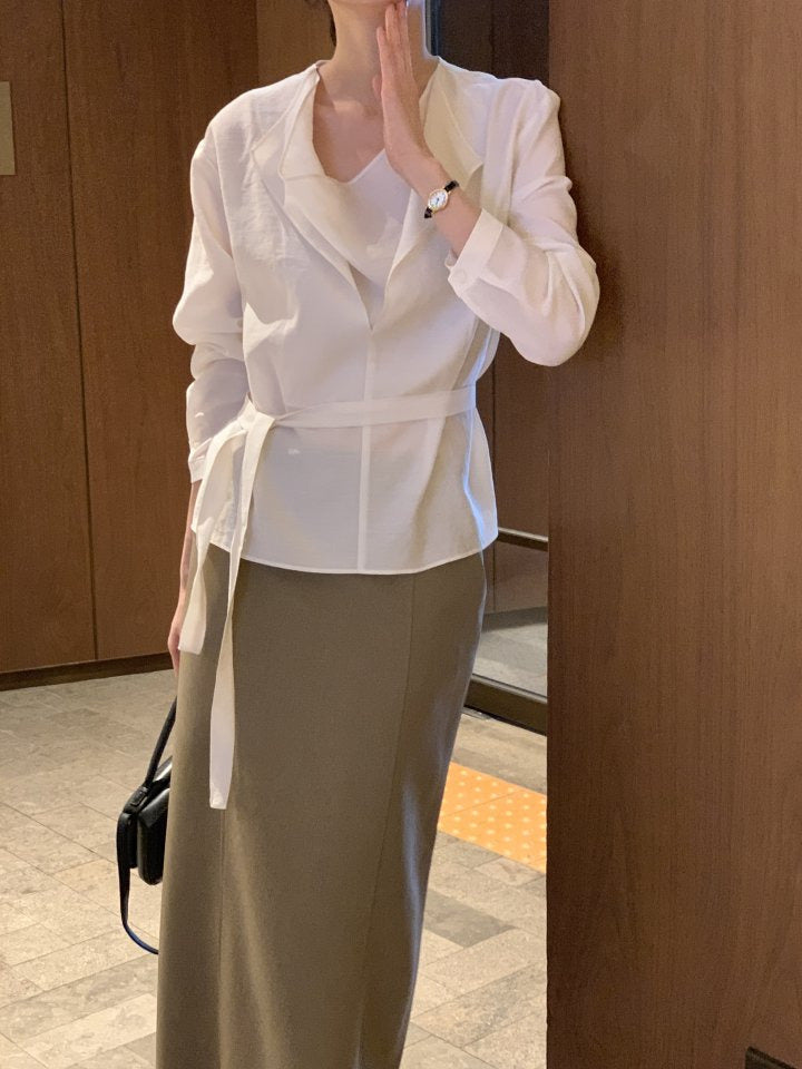 * Draped Belt Blouse